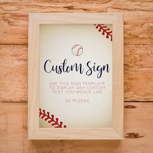 Custom Baseball Sign, Printable Sign, Welcome Sign, Editable Sign, Instant download, Customizable Sign, Baseball Themed, Vintage Baseball