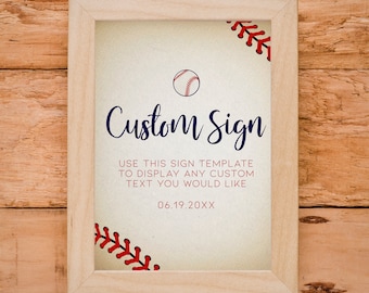 Custom Baseball Sign, Printable Sign, Welcome Sign, Editable Sign, Instant download, Customizable Sign, Baseball Themed, Vintage Baseball