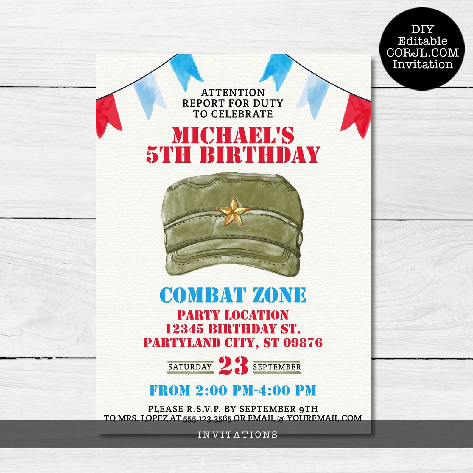 Army Birthday Invitation Military Invitation Printable | Etsy