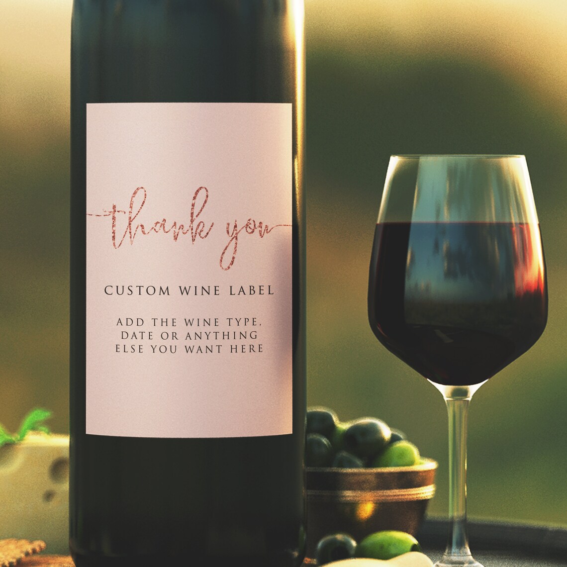 Blush Pink Printable Wine Label Custom Wine Labels Corjl Etsy