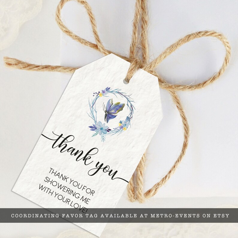 Butterfly Recipe Card Blue Butterfly Recipe Cards Corjl Etsy