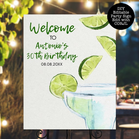 Margarita Party Welcome Signs, Margarita Party Signs, Printable Signs, Instant Download, Fiesta Sign, Mexican Themed Sign, Corjl Template Il_570xn