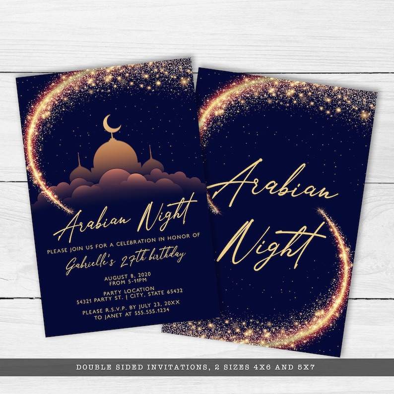 Elegant Arabian Nights Birthday Party Invitations, Printable Arabian Nights Invitation, Instant Download, Printable Invite, Corjl Invitation image 4