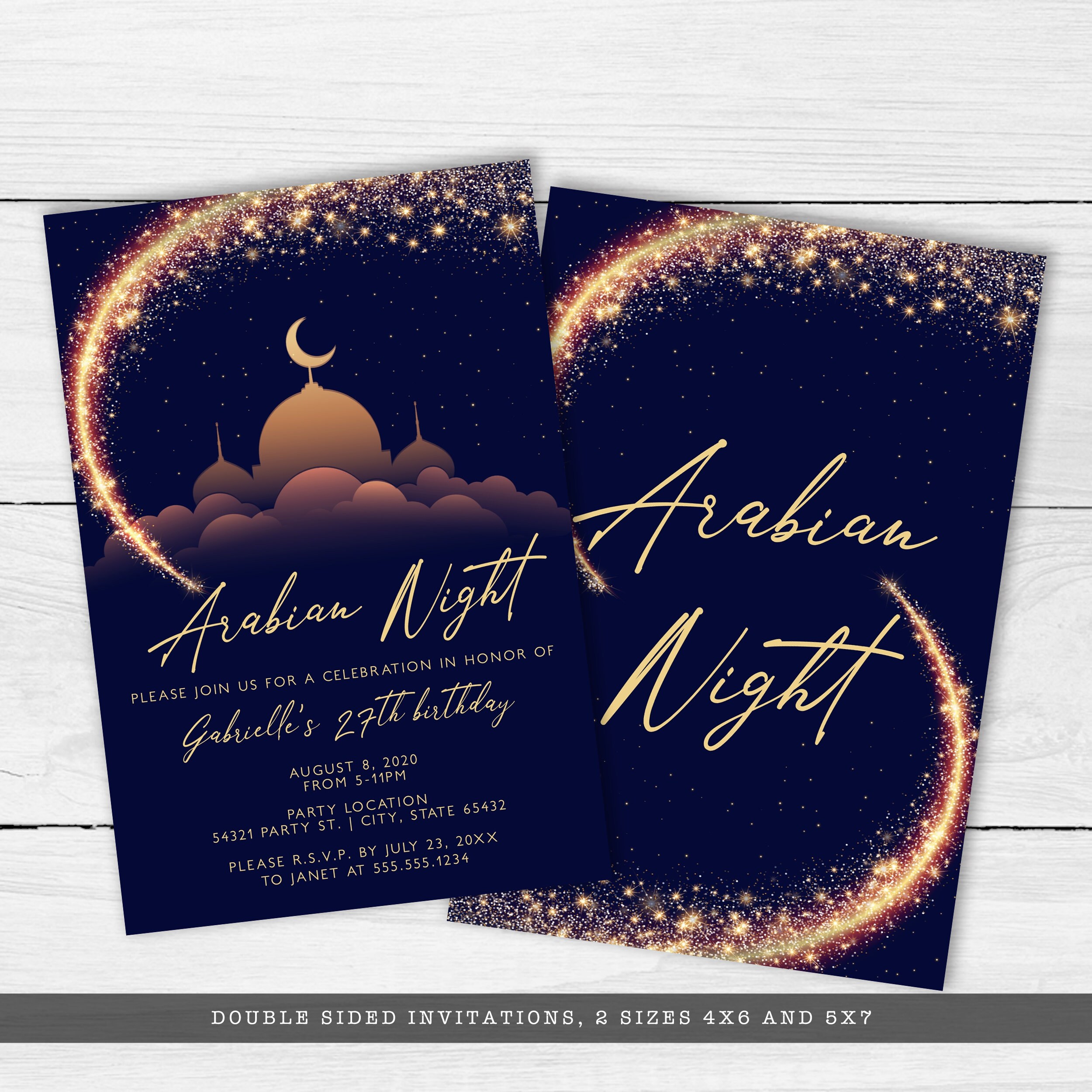 Elegant Arabian Nights Birthday Party Invitations Printable | Etsy UK