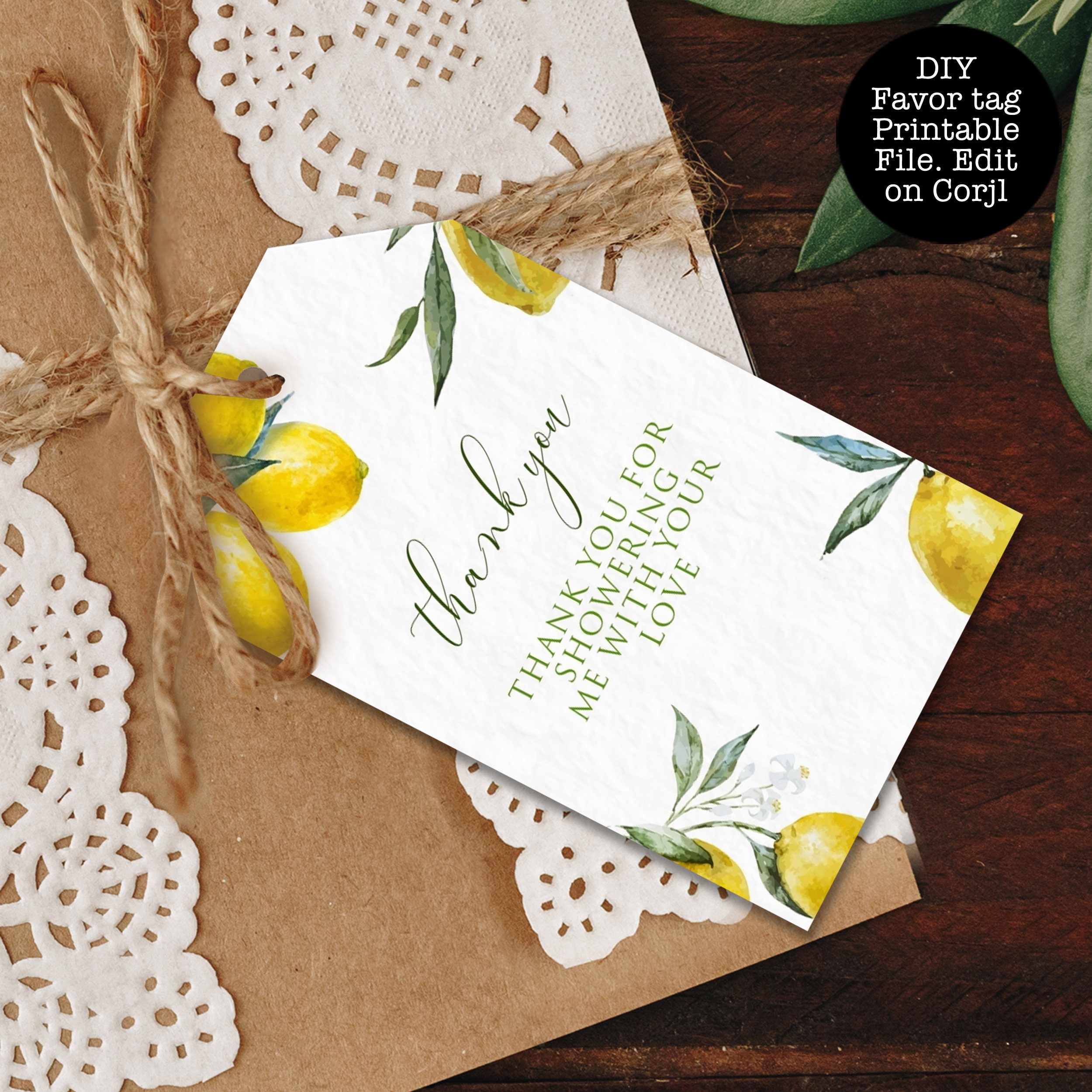 Lemon Favor Tag Lemon Gift Tags Printable Favor Tags Thank | Etsy