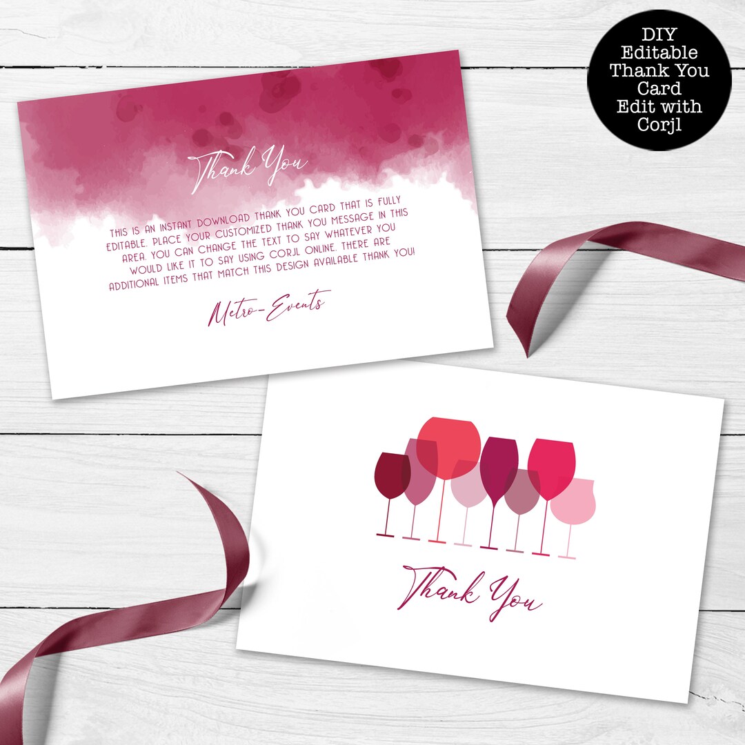Wine Tasting Thank You Cards Wine Themed Thank You Notes Etsy