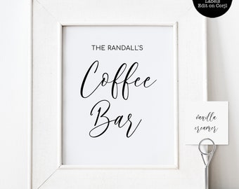 Black and White Coffee Bar Sign, Printable Coffee Bar Signs, Editable Coffee Sign, Coffee Signs and Labels, Instant Download, Corjl Template