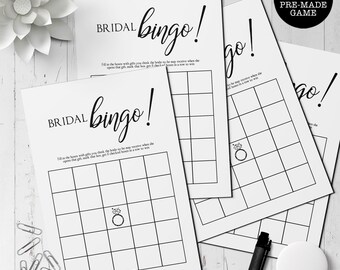 Bingospel vrijgezellenfeest, zwart-wit, modern (afdrukbare pdf)