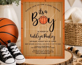 Basketball Baby Shower Invitation Template, Baby Baller Shower Invite, Sports Baby Shower Invitation, Editable Boy Baby Shower Invite