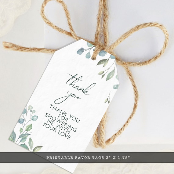 Green Foliage Printable Thank You Tags, Watercolor Greenery Bridal Shower Favor Tags, Leaf Wedding Shower Gift Tags, Editable Favor Tags Il_570xn
