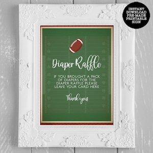 Football Diaper Raffle Sign, Football Baby Shower Signs, Instant Download, Baby Shower Signs, Baby Shower Raffle Sign, Printable Shower Sign image 1