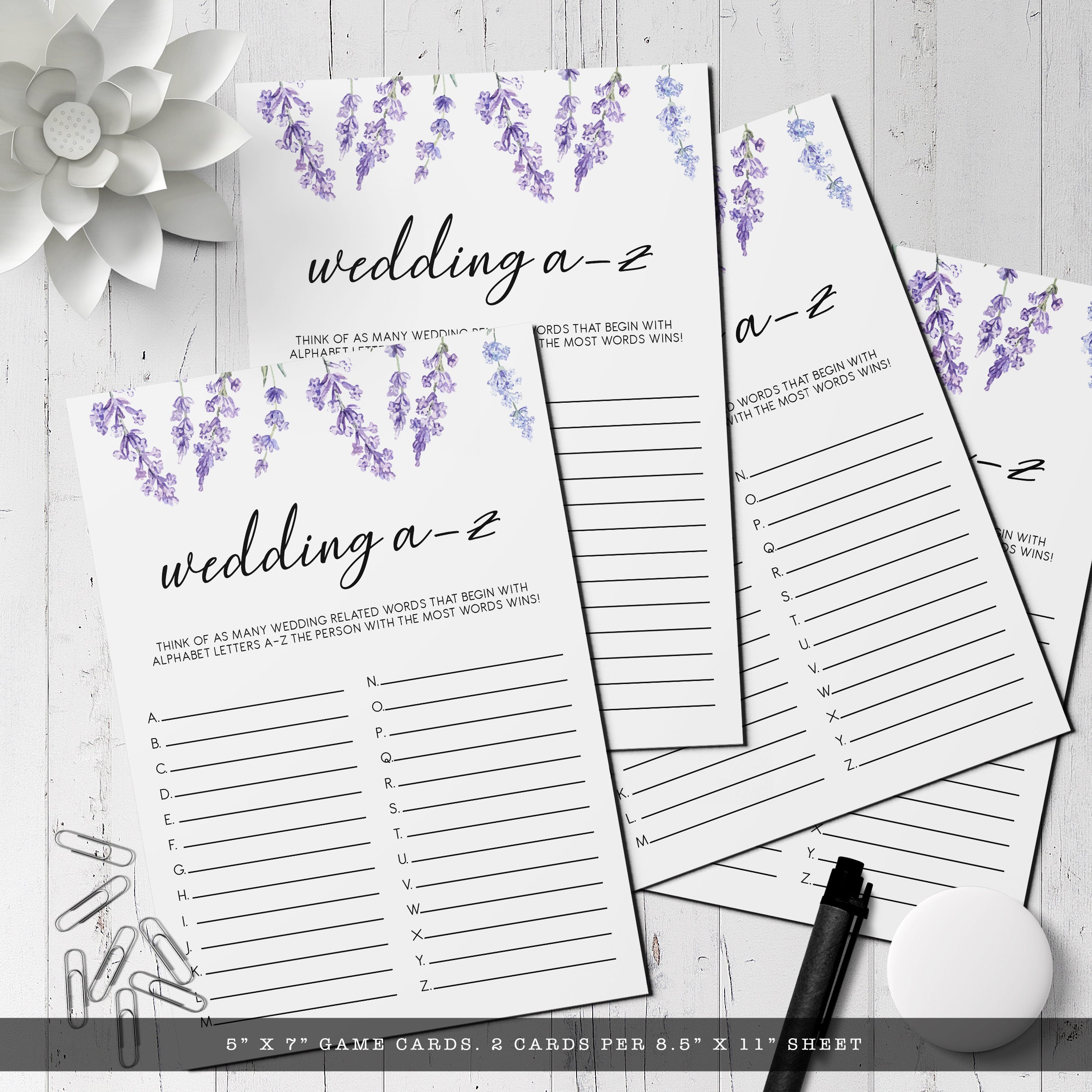 Wedding A to Z Game Themed Games Instant Download Shower Etsy
