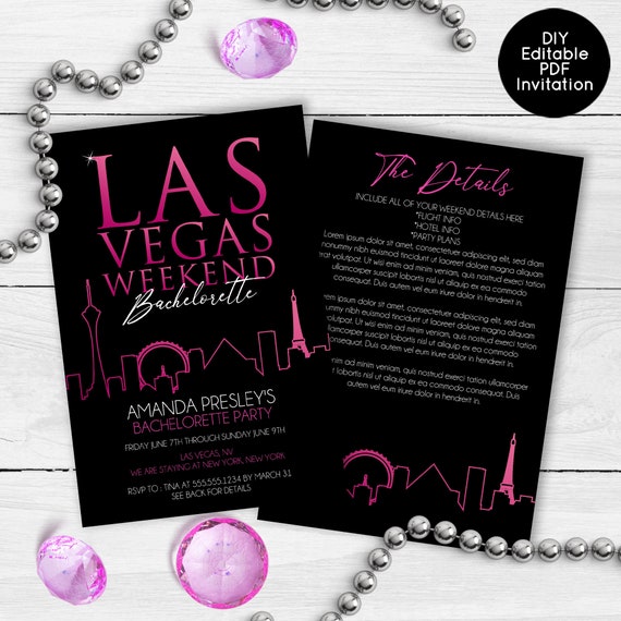Pink Las Vegas Weekend Invitations, Vegas Bachelorette Party Invitations, Vegas Invitations, Printable Invitations Il_570xn