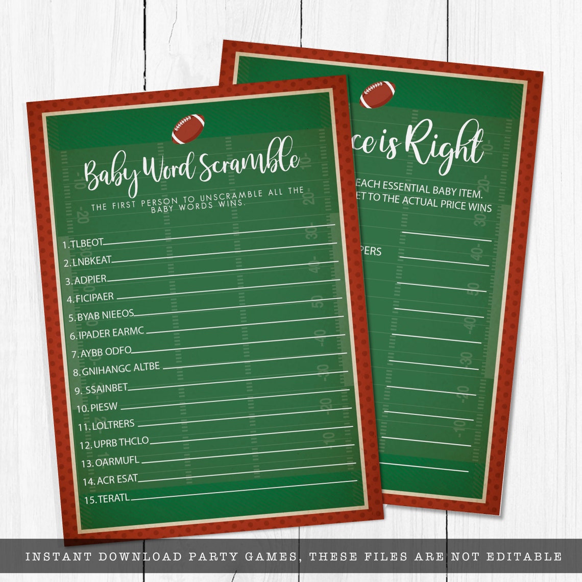 Football Themed Baby Shower Games Sports Themed Baby Shower Etsy