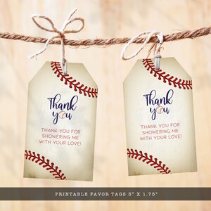 Vintage Baseball Favor Tags. Created with a vintage texture background accented with baseball laces. Designed by MetroEvents.