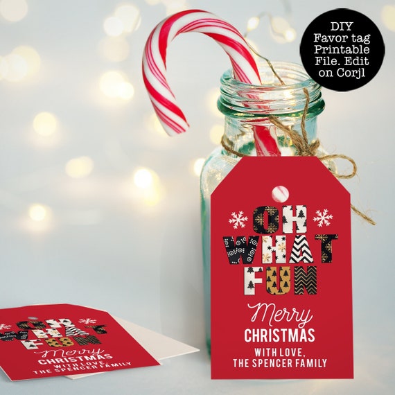 Oh What Fun Christmas Tags, Printable Favor Tags, Christmas Tag Template, Printable Gift Tags, Holiday Gift Tags, Custom Tags, Holiday Tags Il_570xn