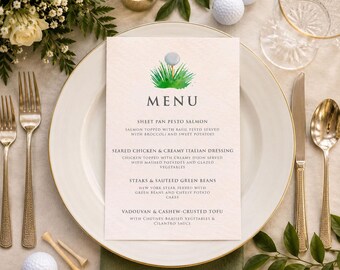 Golf Dinner Menu Template, Golf Party Menu Sign, Golf Retirement Menu, Golf Birthday Menu Card, Country Club Menu, Editable Reception Menu