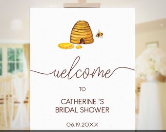 Bride to Bee Bridal Shower Welcome Sign: Honeycomb Decor (Digital Download)