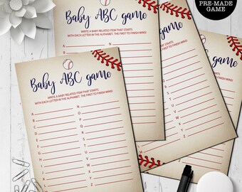 Juego de béisbol ABC para baby shower (PDF imprimible)