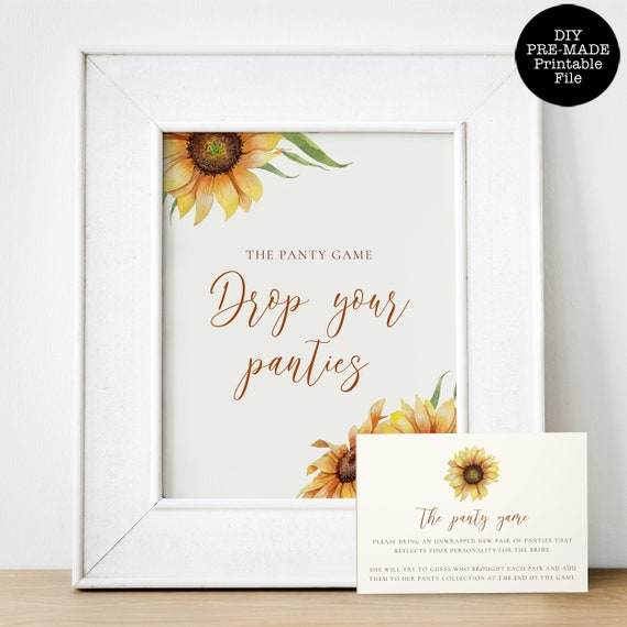 Drop Your Panties, Panty Game, Sunflower Bridal Shower Games, Bachelorette Party Game, Instant Download, Printable Country Wedding Shower Il_570xn