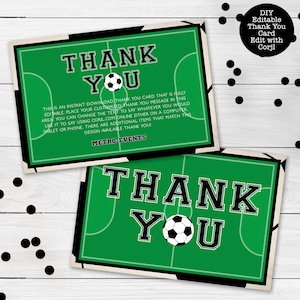 Tarjetas de agradecimiento de fútbol, notas de agradecimiento deportivas, tarjeta de agradecimiento con temática de fútbol, tarjeta de agradecimiento del entrenador, imprimible, descarga instantánea, Corjl