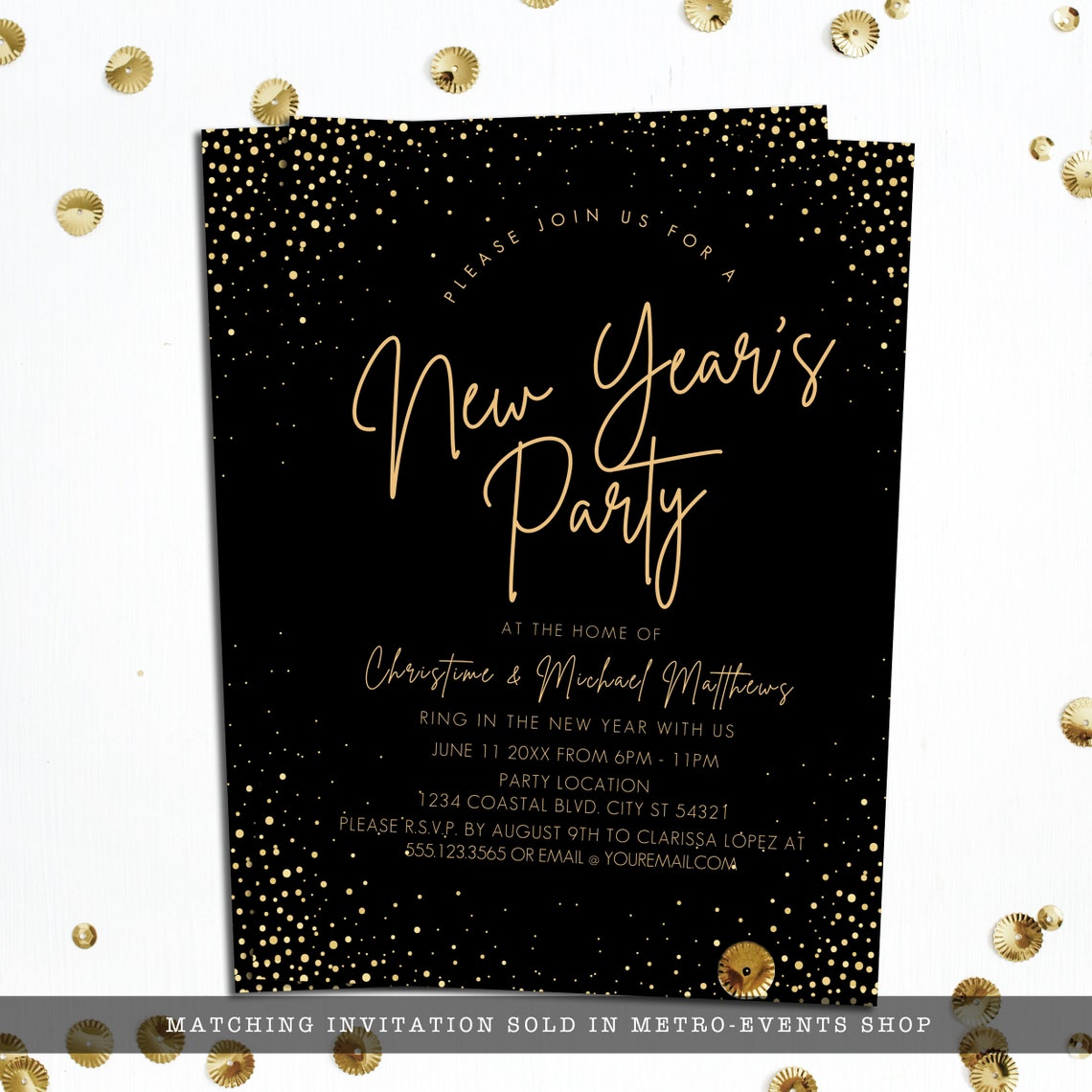 Modern Black and Gold Thank You Card Black and Gold Thank You Etsy