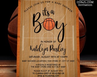 Basketball Baby Shower Invitation, Sports Baby Shower Invite, Boys Baby Shower Invitations, Basketball Invitations, DIY Printable File