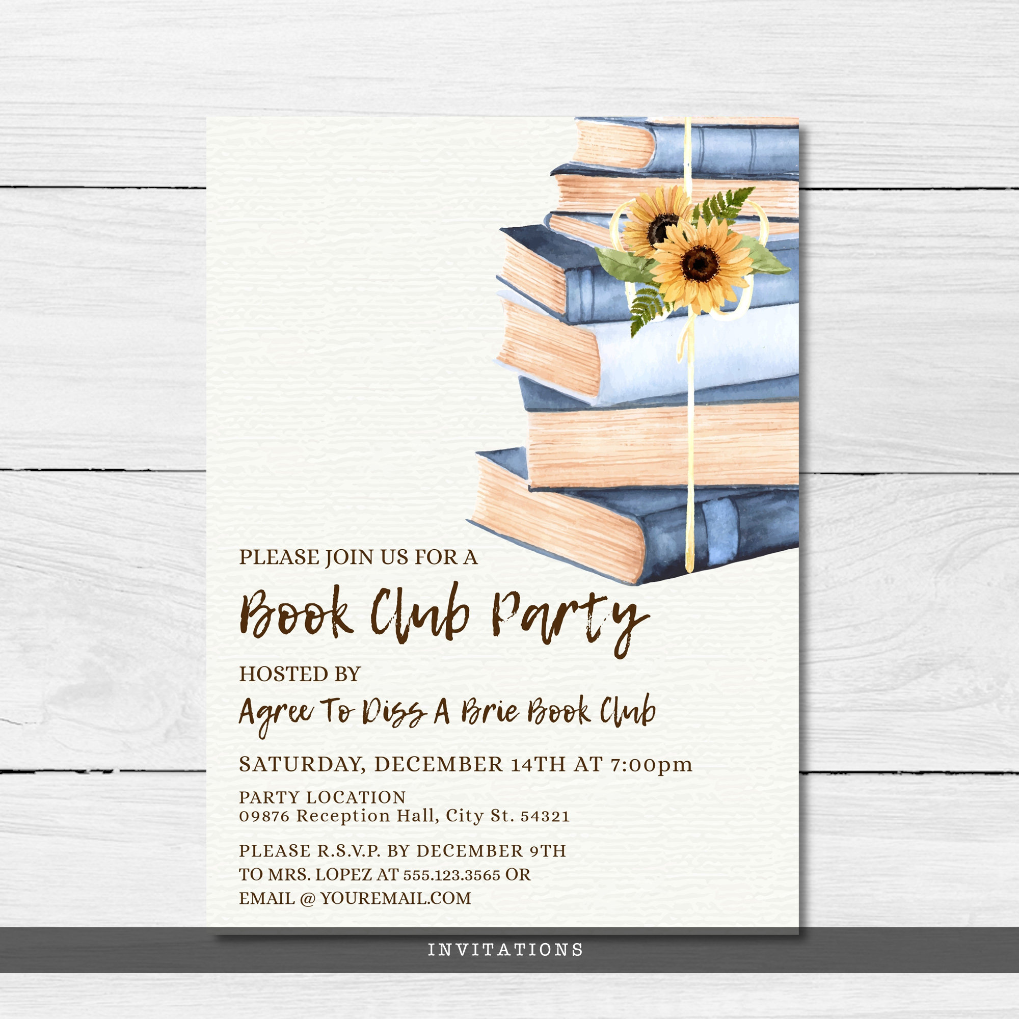 Book Club Invitation Book Party Invitation Vintage Book Etsy