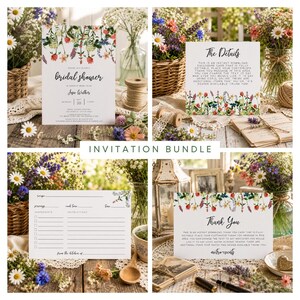 Uitnodigingssjabloon voor een bruidsdouche met wilde bloemen, boho bruidsdouche-uitnodiging, bloemenbruidsdouche-uitnodiging, landelijke tuinfeest
