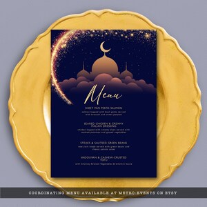 Modèle d'étiquette de cadeau mille et une nuits, étiquette cadeau en or bleu marine, étiquette de cadeau de fête arabe, étiquette de remerciement lune et étoiles image 11