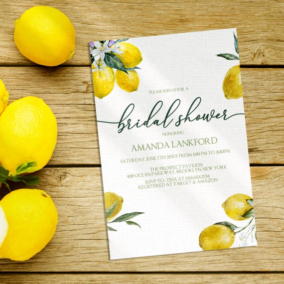 Lemon Bridal Shower Invitations, Bright Lemon Bridal Shower Invitations, Bridal Shower Invitations Il_570xn