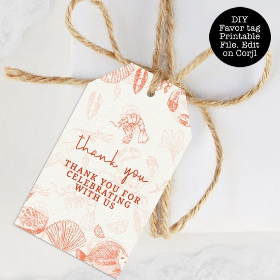 Beach Themed Favor Tags, Coastal Tags, Beach Party Favor Tag, Printable