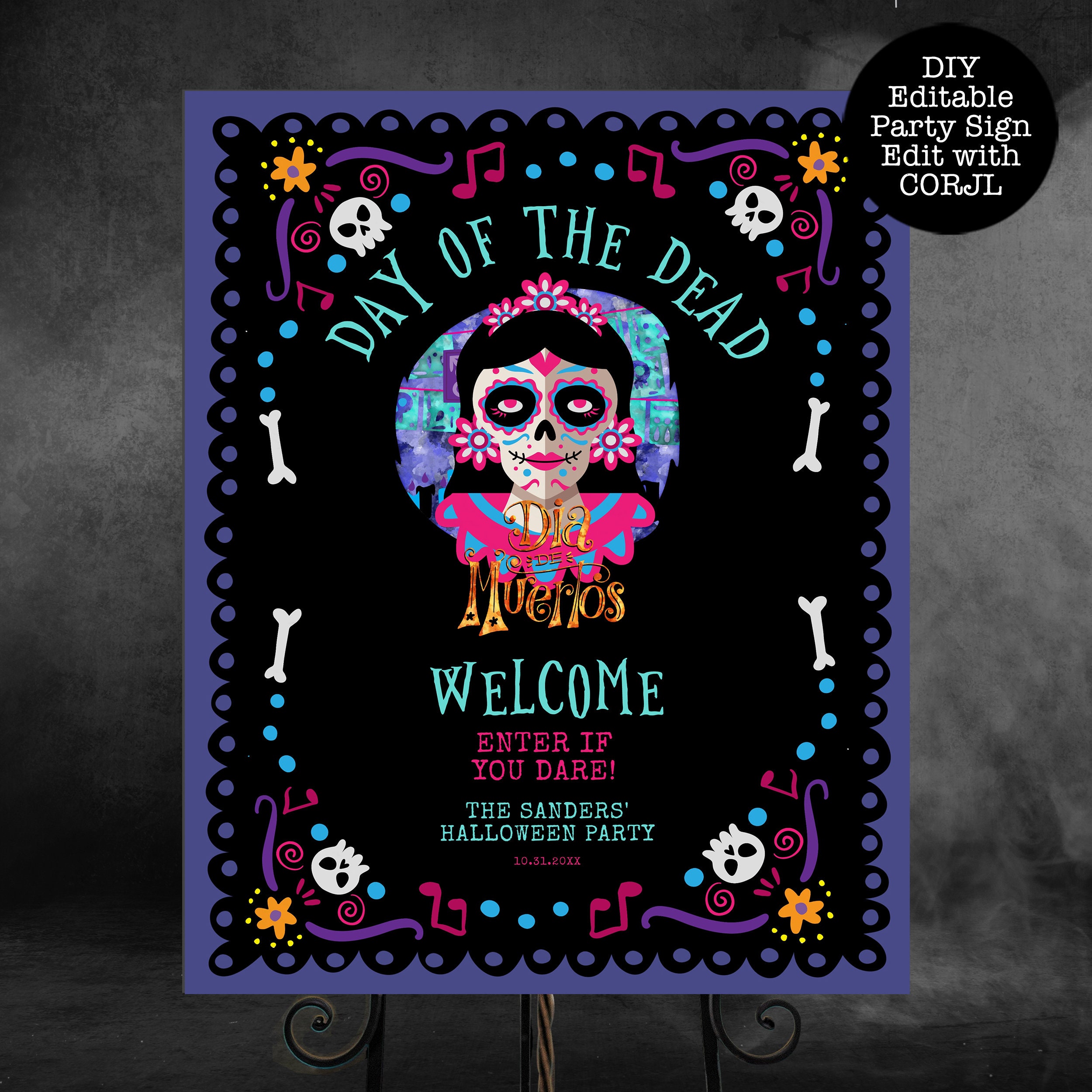 Buy wholesale Welcome metal sign with skull and flower motif