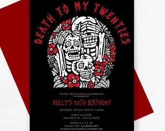 Printable RIP 20s Editable Death to my 20s Invitations Death to 20s Invites Adios to my 20s Death to Youth Corjl Template, Instant Download