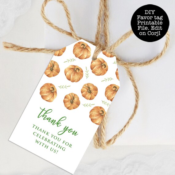 Pumpkin Favor Tags, Halloween Gift Tags, Editable Favor Tags, Fall Pumpkin Tags, Halloween Printable, Corjl Template, Halloween Pumpkin Tags Il_570xn