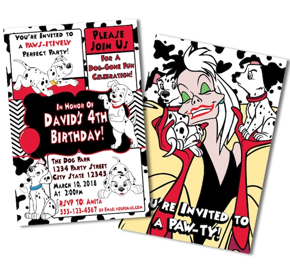 101 Dalmatians Invitations Etsy