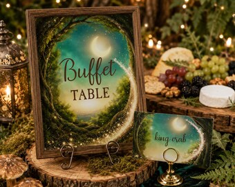 Enchanted Forest Food Labels Template, Editable Woodland Food Tent Cards, Fairy Party Buffet Signs, Printable Forest Party Food Labels