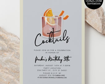 Minimalist Cocktail Party Invitations, Housewarming Party Invitations, Corjl Invitations, Cocktail Party Invites, Party Invitations For Men