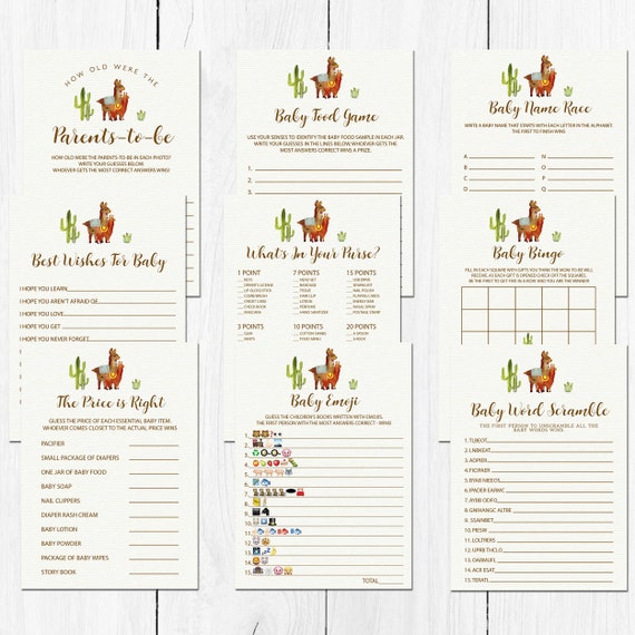 Llama Baby Shower Game Kit, Baby Shower Game, Baby Shower Games Kit