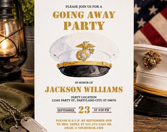 Marines Going Away Party Invitation, Editable Marines Send Off Invite, Deployment Farewell Party,  Boot Camp Invitation, Corjl Template
