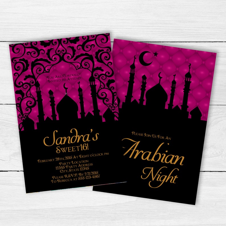 Arabian Nights Birthday Party Invitations Printable Arabian Nights Invitation, Printable Invitations, Morrocan Invitations image 4