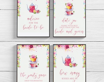 Theekransje vrijgezellenfeestspellen, bloemenprintables (digitale download)