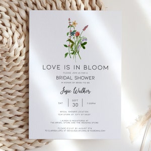Wildflower Bridal Brunch Invitation Love in bloom Bridal Shower invite Bridal Brunch Instant Download Edit with Corjl Wedding Shower Invite