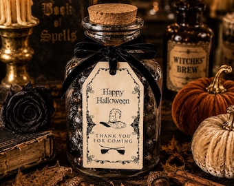Vintage Halloween Favor Tag Witch Hat Gift Tag Editable Halloween Treat Tag Printable Halloween Party Favor Tag