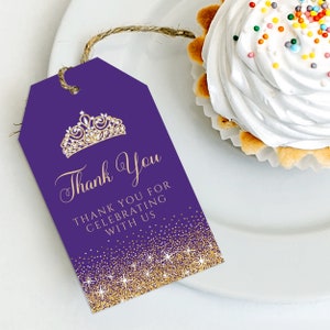 Purple and Gold Glitter Favor Tags, Purple Glitter Tags, Purple Glitter Favor Tag, Printable Thank You Tag, Purple Gift Tag, Purple Gift Tag image 5