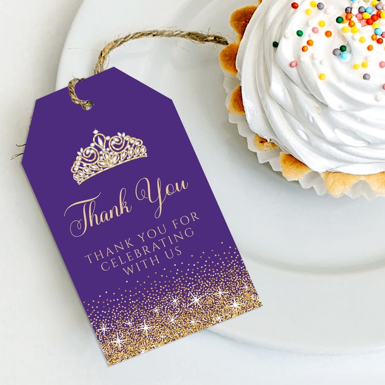 Purple and Gold Glitter Favor Tags, Purple Glitter Tags, Purple Glitter Favor Tag, Printable Thank You Tag, Purple Gift Tag, Purple Gift Tag image 5