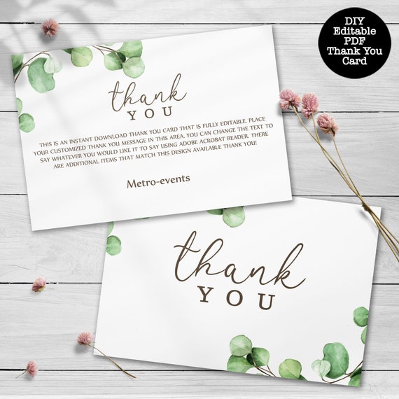 Green Eucalyptus Thank You Cards, Thank You Card, Greenery Thank you cards Il_570xn