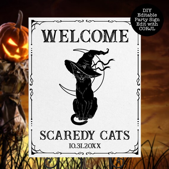 Scaredy Cats Welcome Sign. 