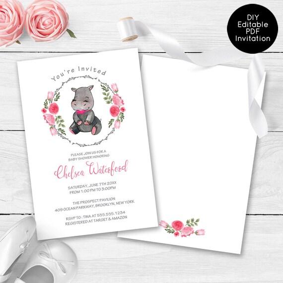 Sweet Baby Hippo Baby Shower Invitations, Cute Hippo Baby Shower Invitations, Baby Shower Invitations Il_570xn