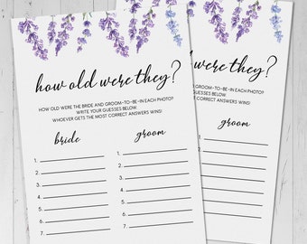 Lavender Bridal Shower Game: How Old Were They (Printable)